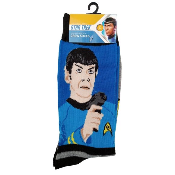 Star Trek Other - Spock Star Trek Phaser Socks Crew Cut Novelty Official Space TV Men Size 13 Blue